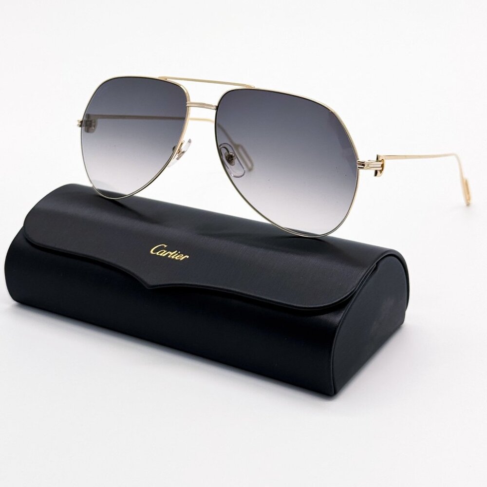 NEW CARTIER SUNGLASSES CT0110S 001 GOLD MEN EYEWEAR CARTIER